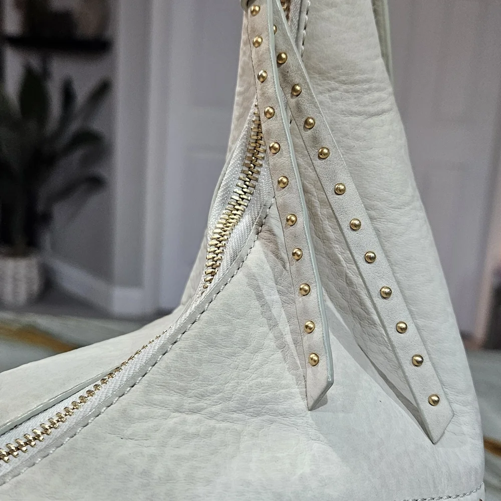 Michael Kors Cream Leather Fringe Hobo Bag Y2K - Picture 4 of 13